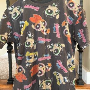 Cartoon Network Powerpuff Girls Tee - Black with Multicolor Characters